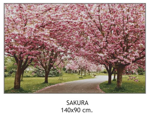 Arazzo jacquard Sakura con ciliegi giapponesi